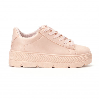 Γυναικεία ροζ sneakers σουέτ με πλατφόρμα it160318-46 2