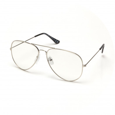 Ανδρικά διαφανές γυαλιά ηλίου πιλότου με ασημί σκελετό it250418-6 2