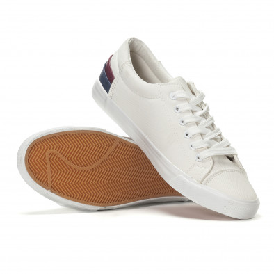 Ανδρικά λευκά sneakers με δίχρωμη διακόσμηση στη φτέρνα it240418-17 4