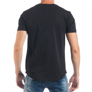 Ανδρική μαύρη κοντομάνικη μπλούζα με φλοράλ επιγραφή tsf250518-2 3