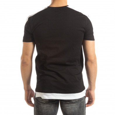 Ανδρική μαύρη κοντομάνικη μπλούζα με λευκές λεπτομέρειες it150419-83 4