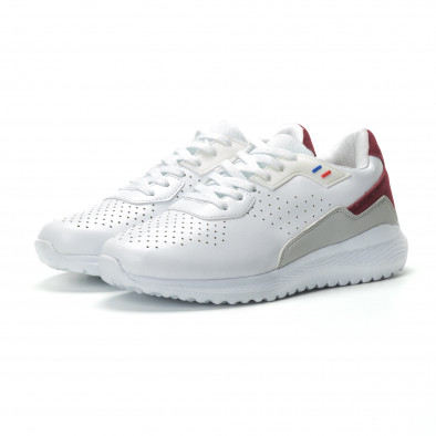 Ανδρικά λευκά αθλητικά παπούτσια με διακοσμήσεις ελαφρύ μοντέλο it250119-17 3