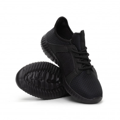 Ανδρικά μαύρα αθλητικά παπούτσια ελαφρύ μοντέλο it240419-16 4