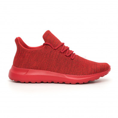 Ανδρικά κόκκινα μελάνζ αθλητικά παπούτσια με διακόσμηση it130819-11 2