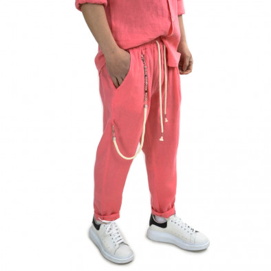 Ανδρικό ροζ λινό παντελόνι Duca Homme DU140209 it120422-12 4