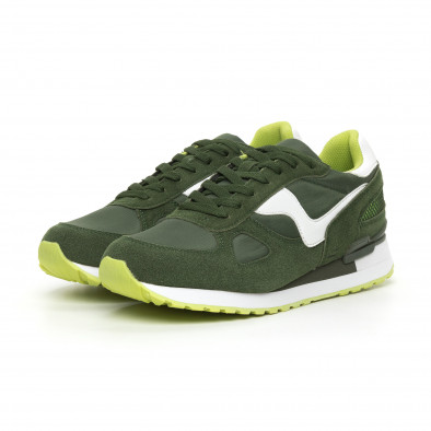 Ανδρικά πράσινα αθλητικά παπούτσια με σκούρο πράσινες λεπτομέρειες it130819-9 3