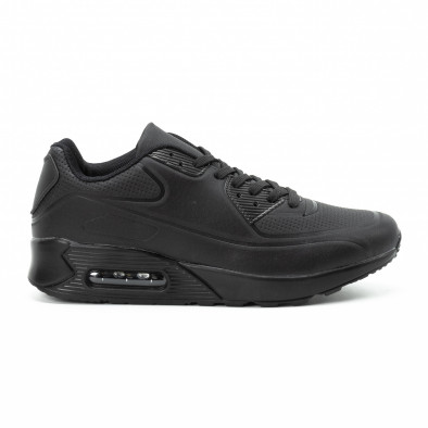 Ανδρικά μαύρα αθλητικά παπούτσια με σόλες αέρα it140918-2 2