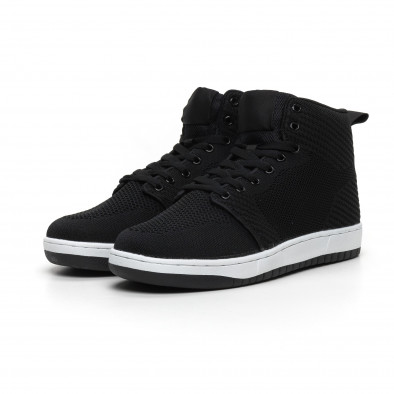 Ανδρικά ψηλά μαύρα υφασμάτινα sneakers ελαφρύ μοντέλο it260919-13 3