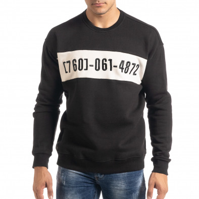 Ανδρική μαύρη μπλούζα τύπου φούτερ it041019-54 2