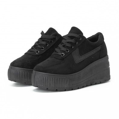 Γυναικεία μαύρα All black sneakers με πλατφόρμα it021018-2 3