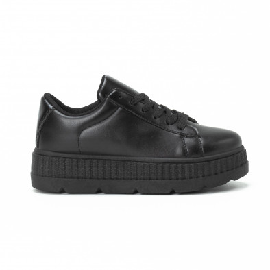 Γυναικεία μαύρα Basic All black sneakers με πλατφόρμα it150818-47 2