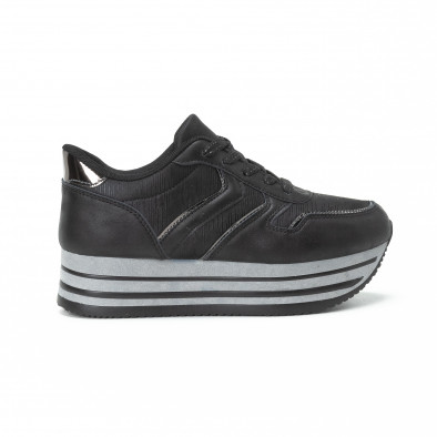 Γυναικεία μαύρα sneakers με δίχρωμη πλατφόρμα it150818-31 2
