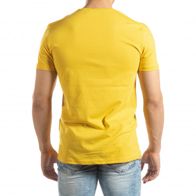 Ανδρική κίτρινη κοντομάνικη μπλούζα με νεον απλικέ it150419-67 3