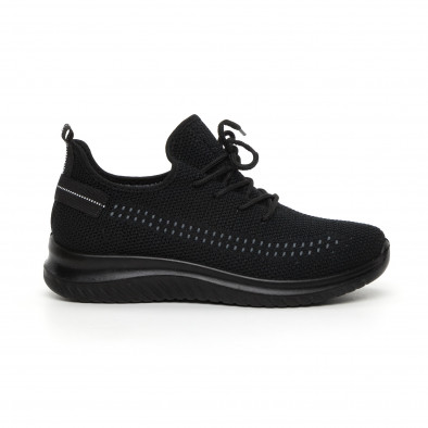 Ανδρικά μαύρα πλεκτά αθλητικά παπούτσια με διακόσμηση it130819-28 2