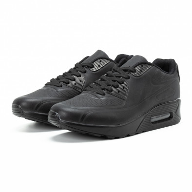 Ανδρικά μαύρα αθλητικά παπούτσια με σόλες αέρα it140918-2 3