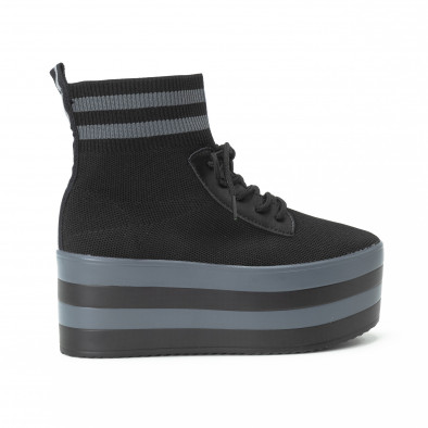 Γυναικεία μαύρα sneakers καλτσάκι με πλατφόρμα it150818-63 2