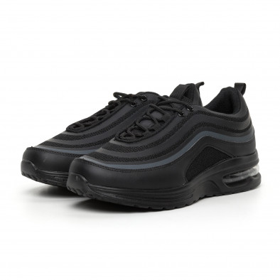 Ανδρικά μαύρα αθλητικά παπούτσια με αερόσολα MAX it130819-32 3