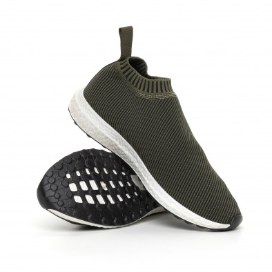 Ανδρικά slip-on πράσινα αθλητικά παπούτσια κάλτσα it130819-3 4