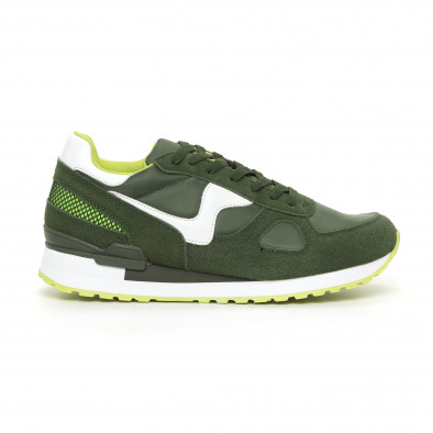 Ανδρικά πράσινα αθλητικά παπούτσια με σκούρο πράσινες λεπτομέρειες it130819-9 2
