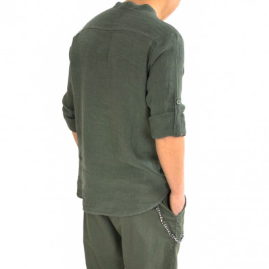 Ανδρικό πράσινο λινό πουκάμισο Just West 2022-CA13 it120422-1 5