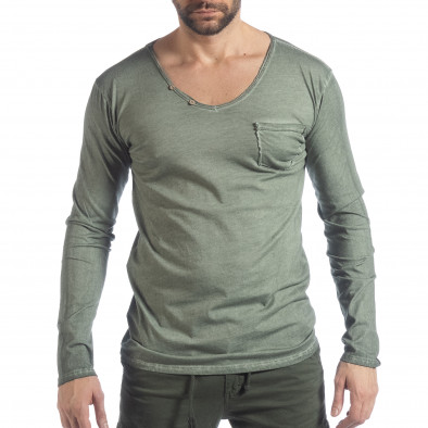 Ανδρική πράσινη μπλούζα Vintage στυλ it040219-81 2