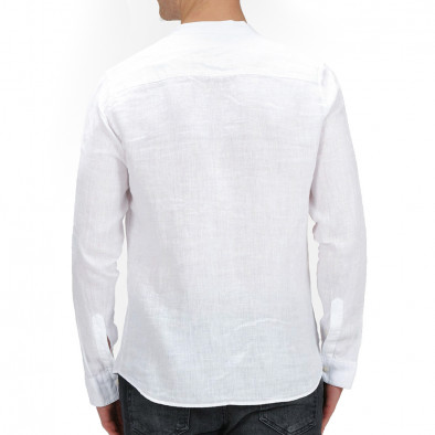 Ανδρικό λινό λευκό πουκάμισο Just West LINO2023-CA02 it260523-4 3
