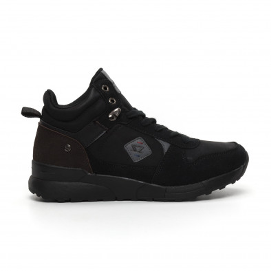 Ανδρικά μαύρα αθλητικά μποτάκια τύπου sneakers it260919-45 2