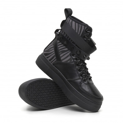Γυναικεία μαύρα αθλητικά μποτάκια τύπου sneakers it260919-63 4