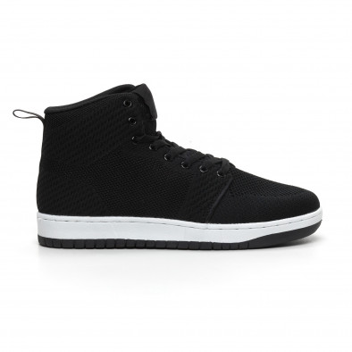 Ανδρικά ψηλά μαύρα υφασμάτινα sneakers ελαφρύ μοντέλο it260919-13 2