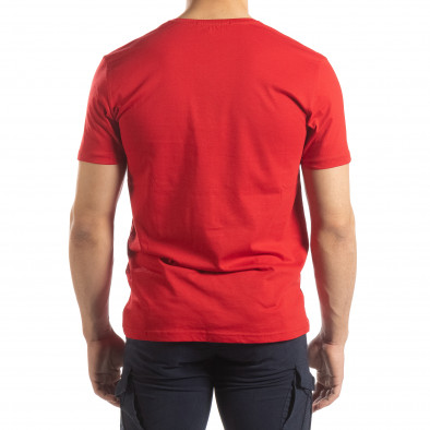 Ανδρική κόκκινη κοντομάνικη μπλούζα με πριντ it150419-91 3