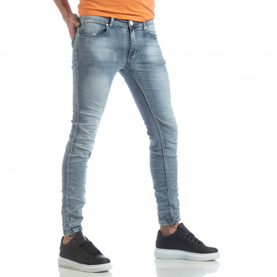 Ανδρικό γαλάζιο Washed Slim Jeans τζιν it040219-13 2