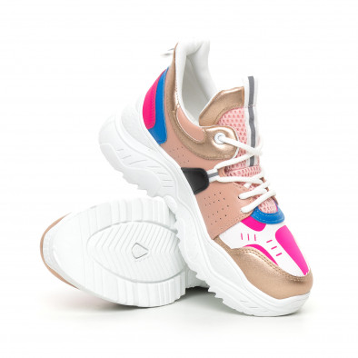 Γυναικεία Chunky αθλητικά παπούτσια ροζ και μπλέ it130819-65 4