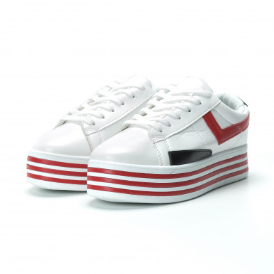 Γυναικεία λευκά sneakers με πλατφόρμα και πολύχρωμες λεπτομέρειες it250119-36 3
