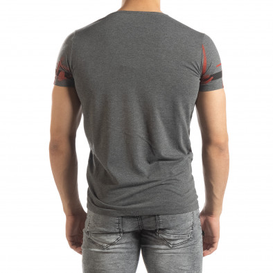 Ανδρική γκρι μελάνζ κοντομάνικη μπλούζα με πριντ it150419-102 3