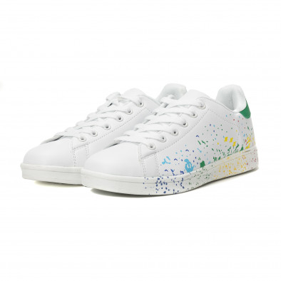 Γυναικεία λευκά sneakers με χρωματιστές πιτσιλιές it150818-38 3