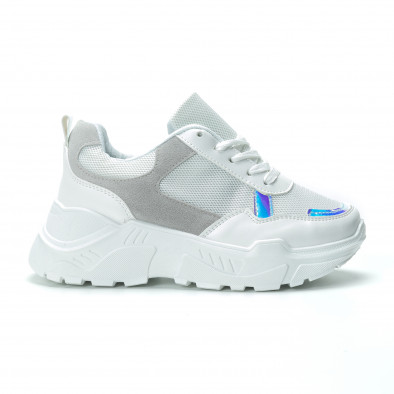 Γυναικεία λευκά sneakers με πλατφόρμα it250119-37 2