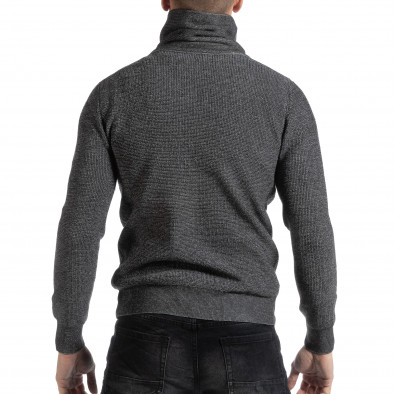 Ανδρικό σκούρο γκρι πουλόβερ με γιακά it261018-115 3