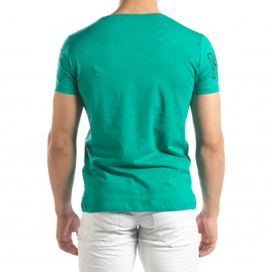 Ανδρική πράσινη κοντομάνικη μπλούζα με πριντ Watch it150419-100 3