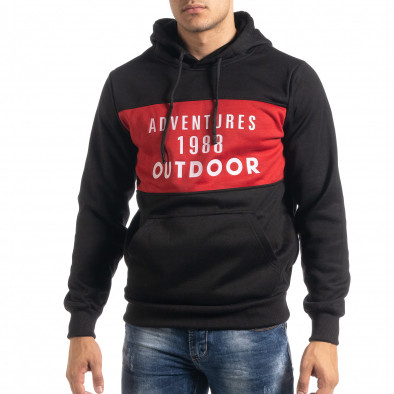 Ανδρικό φούτερ hoodie με κόκκινη λεπτομέρεια it041019-51 2