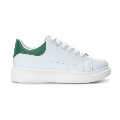 Ανδρικά λευκά αθλητικά παπούτσια με πράσινη λεπτομέρεια it190219-5 2