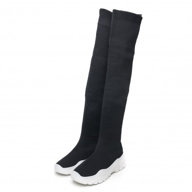 Γυναικείες ψηλές μαύρες μπότες τύπου κάλτσα it281019-13 3