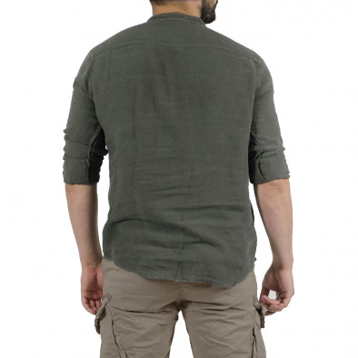 Just West Ανδρικό λινό πράσινο πουκάμισο  LINO2023-CA02 it260523-5 3