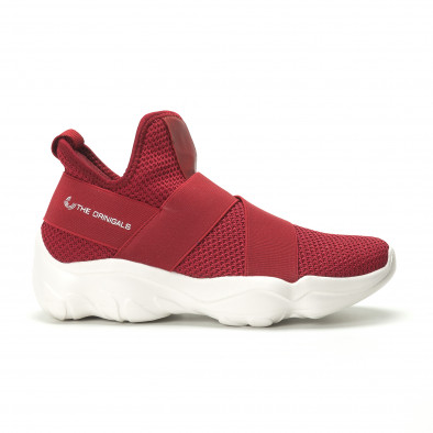 Slip- on ανδρικά κόκκινα αθλητικά παπούτσια με λάστιχα it250119-9 2