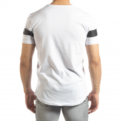 Ανδρική λευκή κοντομάνικη μπλούζα μακρύ μοντέλο it150419-93 3