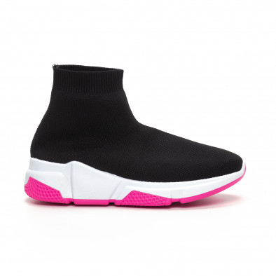 Γυναικεία μαύρα αθλητικά παπούτσια καλτσάκι με Chunky σόλα it240419-57 2