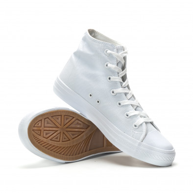 Ανδρικά λευκά ψηλά sneakers κλασικό μοντέλο it250119-3 4