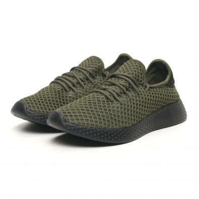Ανδρικά πράσινα αθλητικά παπούτσια Mesh με μαύρη φτέρνα it251019-1 3