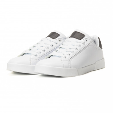 Ανδρικά λευκά Basic sneakers με μαύρες λεπτομέρειες it150818-21 3