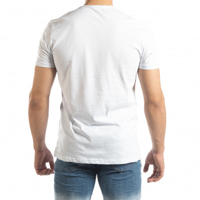 Ανδρική λευκή κοντομάνικη μπλούζα με νεον απλικέ it150419-68 3