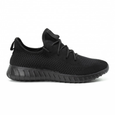 Ανδρικά μαύρα αθλητικά παπούτσια All black ελαφρύ μοντέλο it140918-10 2